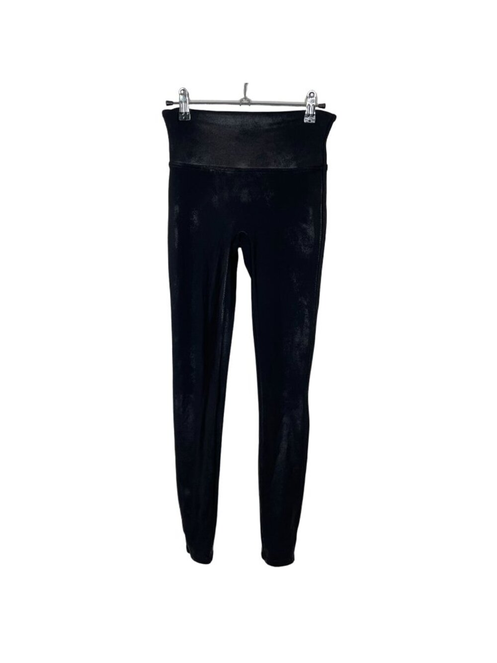 Spanx Black Shimmer/Faux Leather Leggings, S